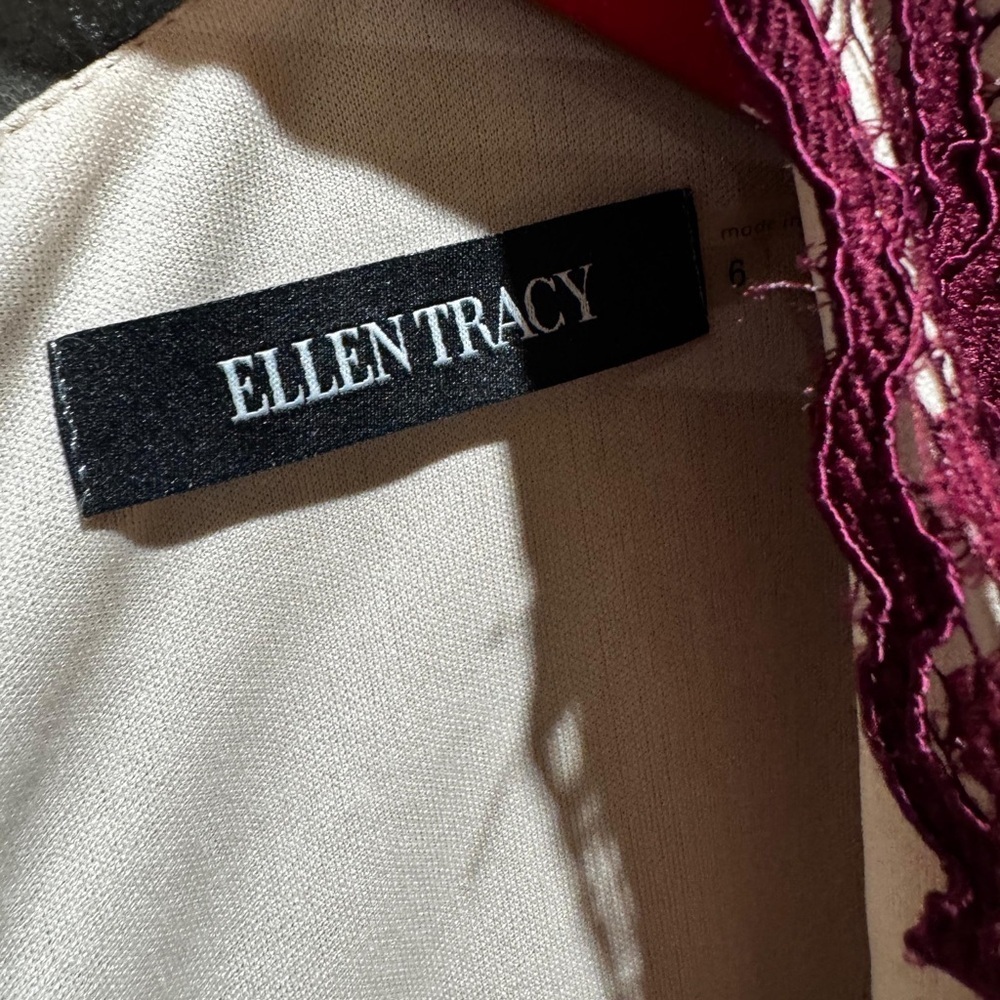 NWT Ellen Tracy Burgundy Lace Midi Dress size 6 - Picture 6 of 6